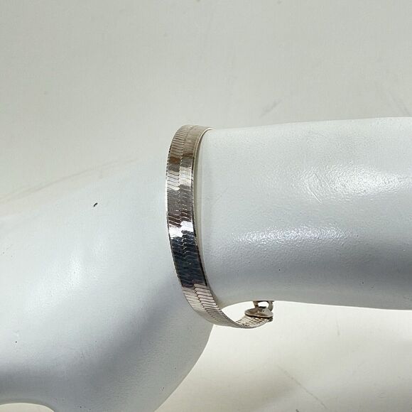 Etched Pattern Design Bracelet Signed Italy Rose/Pink 925 Sterling Silver 7" - Picture 15 of 16